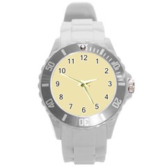 Gold Yellow Color Design Round Plastic Sport Watch (l) by picsaspassion