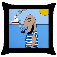 Sailor Throw Pillow Case (black) by Valentinaart