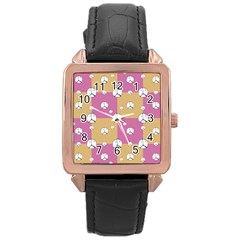 Symbol Peace Drawing Pattern Rose Gold Leather Watch  by dflcprints