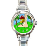 Giant foot Round Italian Charm Watch Front