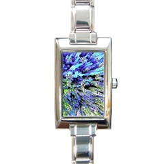 Colorful Floral Art Rectangle Italian Charm Watch