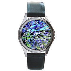 Colorful Floral Art Round Metal Watch by yoursparklingshop