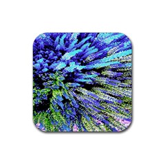 Colorful Floral Art Rubber Coaster (square)  by yoursparklingshop