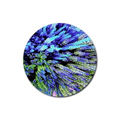 Colorful Floral Art Rubber Round Coaster (4 Pack)  by yoursparklingshop