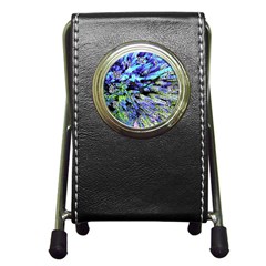 Colorful Floral Art Pen Holder Desk Clocks by yoursparklingshop