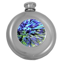 Colorful Floral Art Round Hip Flask (5 Oz) by yoursparklingshop