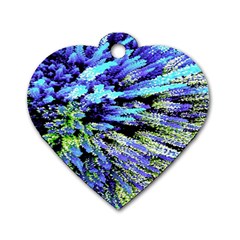 Colorful Floral Art Dog Tag Heart (one Side) by yoursparklingshop