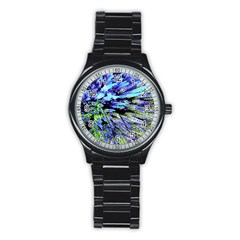 Colorful Floral Art Stainless Steel Round Watch by yoursparklingshop