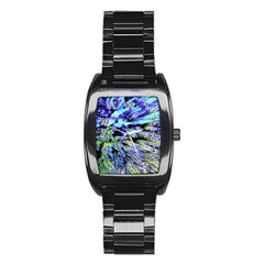 Colorful Floral Art Stainless Steel Barrel Watch