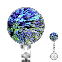 Colorful Floral Art Stainless Steel Nurses Watch by yoursparklingshop