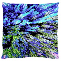 Colorful Floral Art Large Flano Cushion Case (One Side)