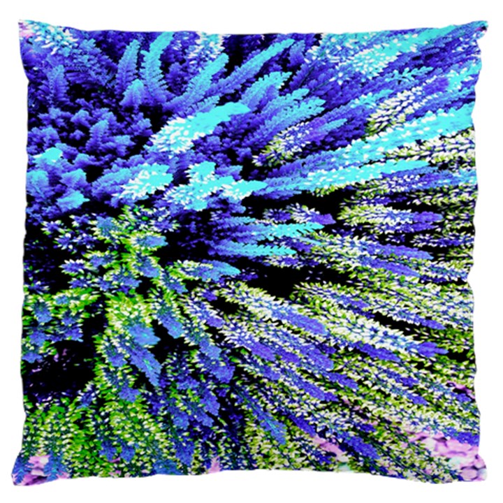 Colorful Floral Art Large Flano Cushion Case (One Side)