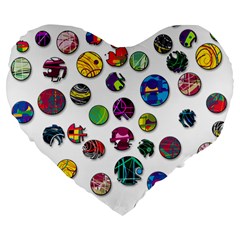 Play With Me Large 19  Premium Flano Heart Shape Cushions by Valentinaart