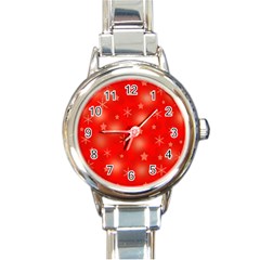 Red Xmas Desing Round Italian Charm Watch by Valentinaart