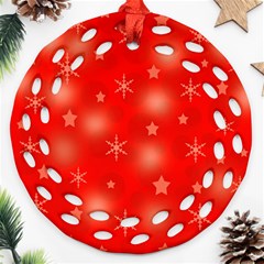 Red Xmas Desing Ornament (round Filigree)  by Valentinaart