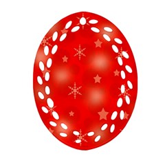 Red Xmas Desing Oval Filigree Ornament (2-side)  by Valentinaart