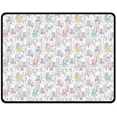 Doodle Cats  Fleece Blanket (medium)  by kostolom3000shop