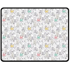 Doodle Cats  Double Sided Fleece Blanket (medium) 