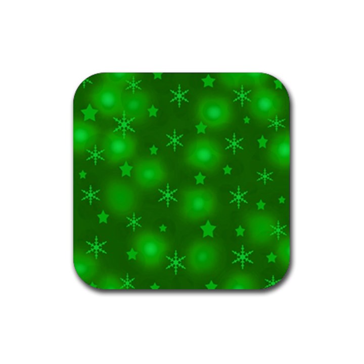 Green Xmas design Rubber Coaster (Square) 