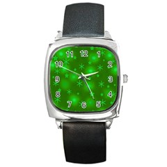 Green Xmas Design Square Metal Watch by Valentinaart