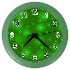 Green Xmas Design Color Wall Clocks by Valentinaart