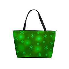 Green Xmas Design Shoulder Handbags by Valentinaart