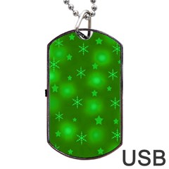 Green Xmas Design Dog Tag Usb Flash (one Side) by Valentinaart