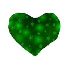 Green Xmas Design Standard 16  Premium Heart Shape Cushions by Valentinaart