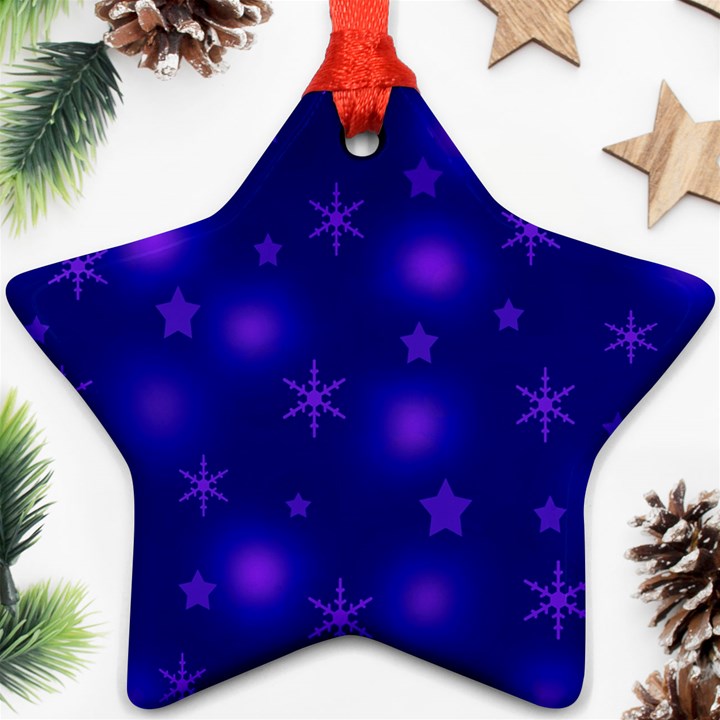 Blue Xmas design Star Ornament (Two Sides) 