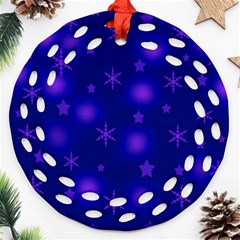 Blue Xmas Design Ornament (round Filigree)  by Valentinaart