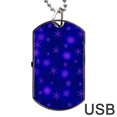 Blue Xmas Design Dog Tag Usb Flash (one Side) by Valentinaart