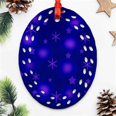 Blue Xmas Design Ornament (oval Filigree)  by Valentinaart