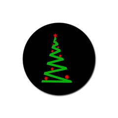 Simple Xmas Tree Rubber Coaster (round)  by Valentinaart