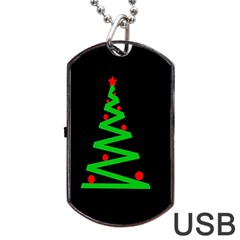 Simple Xmas Tree Dog Tag Usb Flash (one Side) by Valentinaart