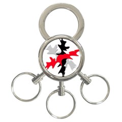 Gray, Red And Black Shape 3-ring Key Chains by Valentinaart