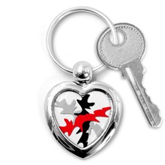 Gray, Red And Black Shape Key Chains (heart)  by Valentinaart