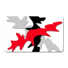 Gray, Red And Black Shape Magnet (rectangular) by Valentinaart