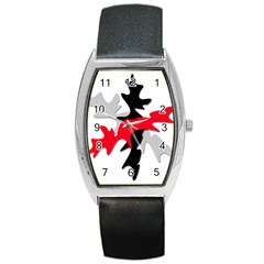 Gray, Red And Black Shape Barrel Style Metal Watch by Valentinaart