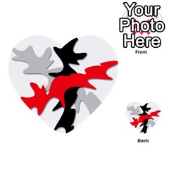 Gray, Red And Black Shape Multi-purpose Cards (heart)  by Valentinaart