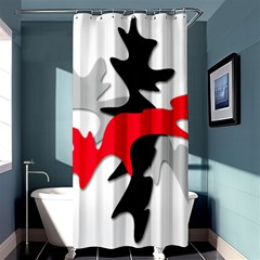 Gray, Red And Black Shape Shower Curtain 36  X 72  (stall)  by Valentinaart