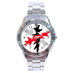 Gray, Red And Black Shape Stainless Steel Analogue Watch by Valentinaart