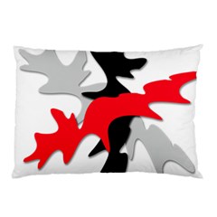 Gray, Red And Black Shape Pillow Case (two Sides) by Valentinaart