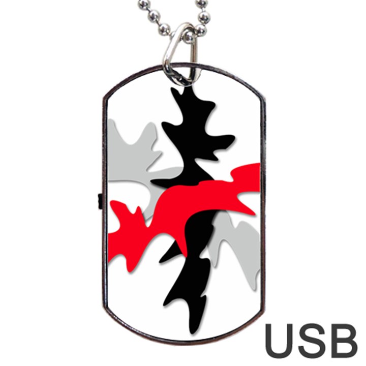 Gray, red and black shape Dog Tag USB Flash (Two Sides) 