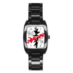 Gray, Red And Black Shape Stainless Steel Barrel Watch by Valentinaart