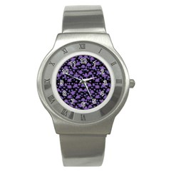 Palm Trees Motif Pattern Stainless Steel Watch by dflcprints