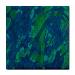 Green And Blue Design Tile Coasters by Valentinaart