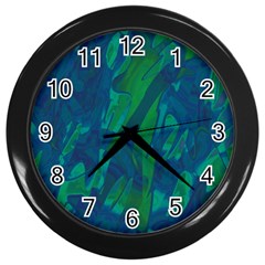 Green And Blue Design Wall Clocks (black) by Valentinaart