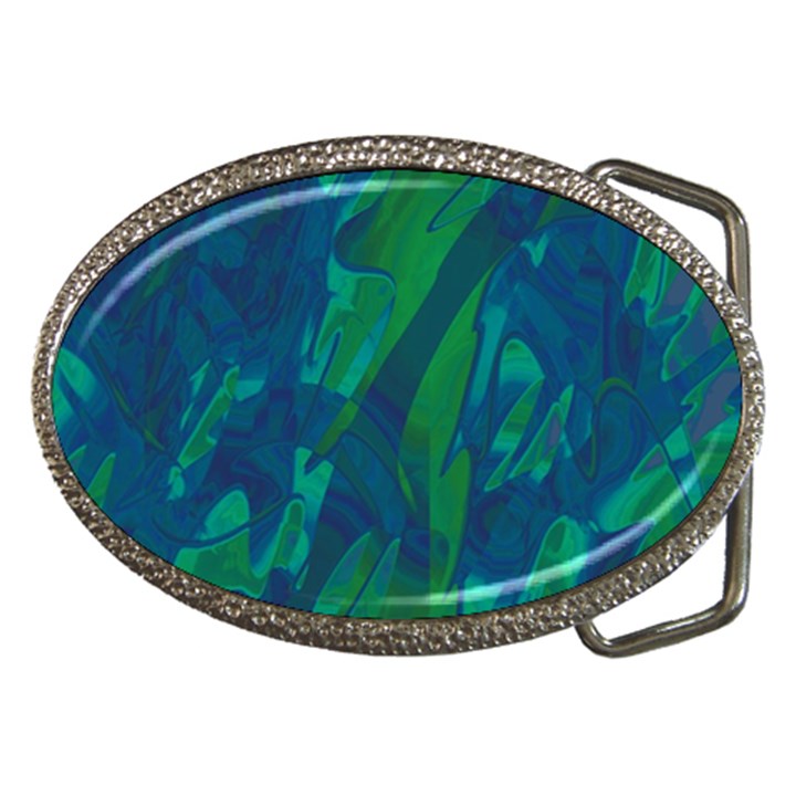 Green and blue design Belt Buckles