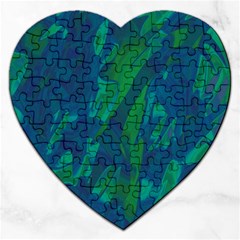 Green And Blue Design Jigsaw Puzzle (heart) by Valentinaart