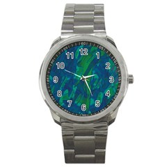 Green And Blue Design Sport Metal Watch by Valentinaart